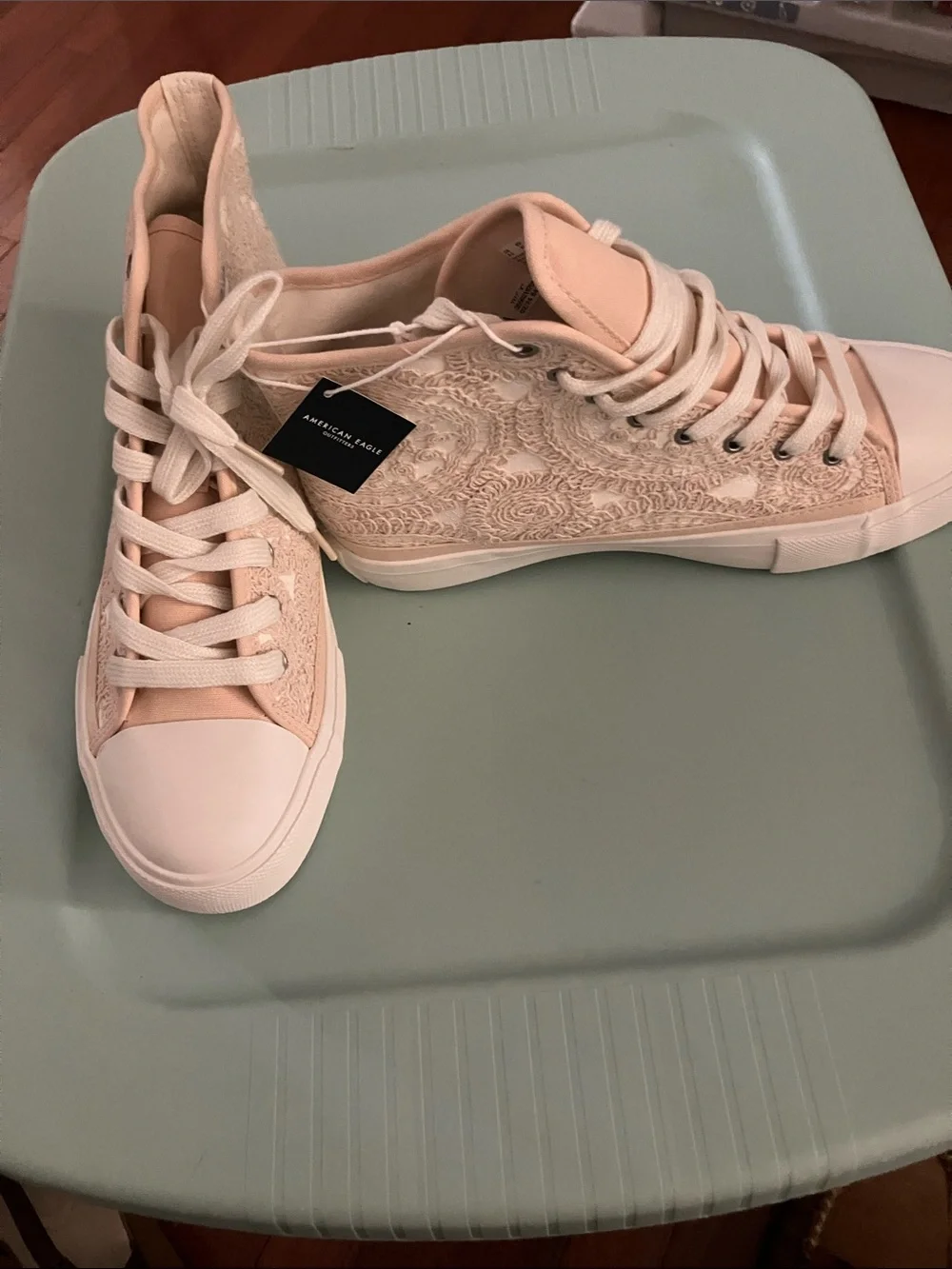 American Eagle Outfitters Blush Pink High-Top Lace-Up Sneakers